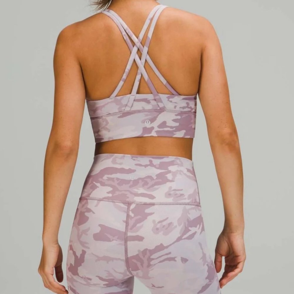 Lululemon Energy Bra Long Line Ribbed Size 8 Camo - Picture 2 of 4